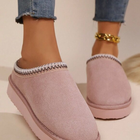 Baby Pink Women's Ultra-Soft Plush Cozy Anti-Slip Slip-On Slippers - Picture 2 of 6